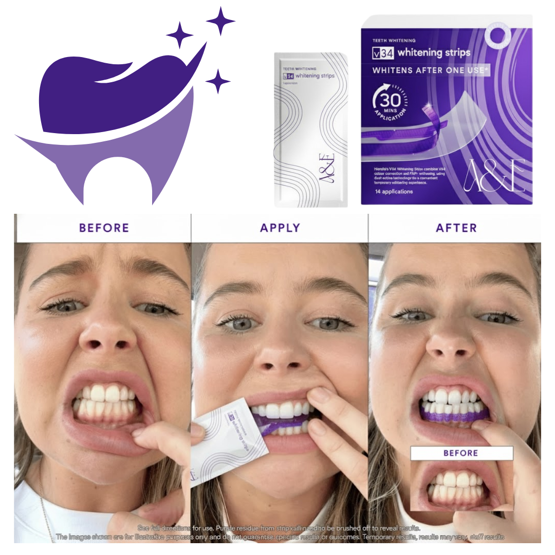 SmileV34™ Dual-Action Teeth Whitening Strips